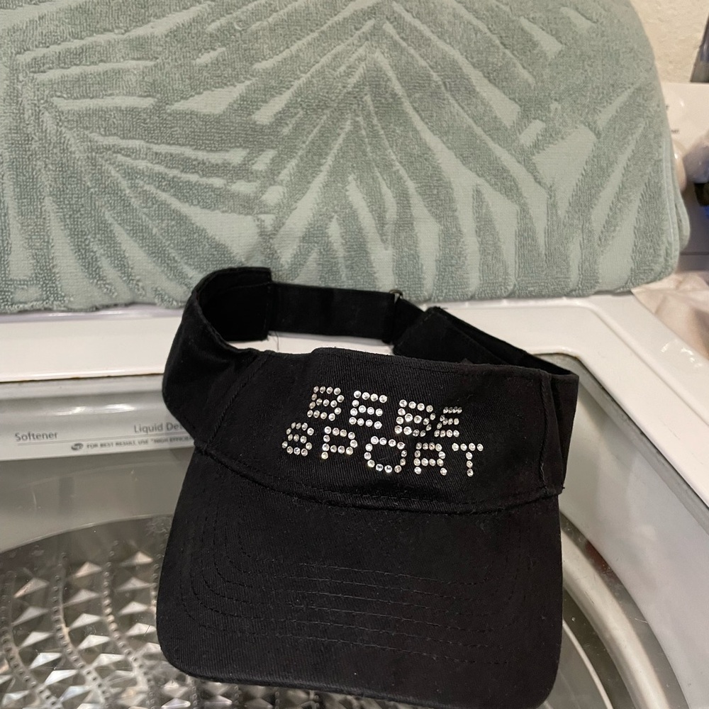Bebe Sport Black Visor with Rhinestone Logo